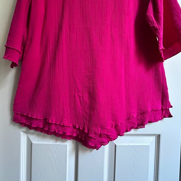 Soft Surroundings Women's Large Pink Siesta Key Layered Gauze Cotton Tunic Top - Picture 6 of 7